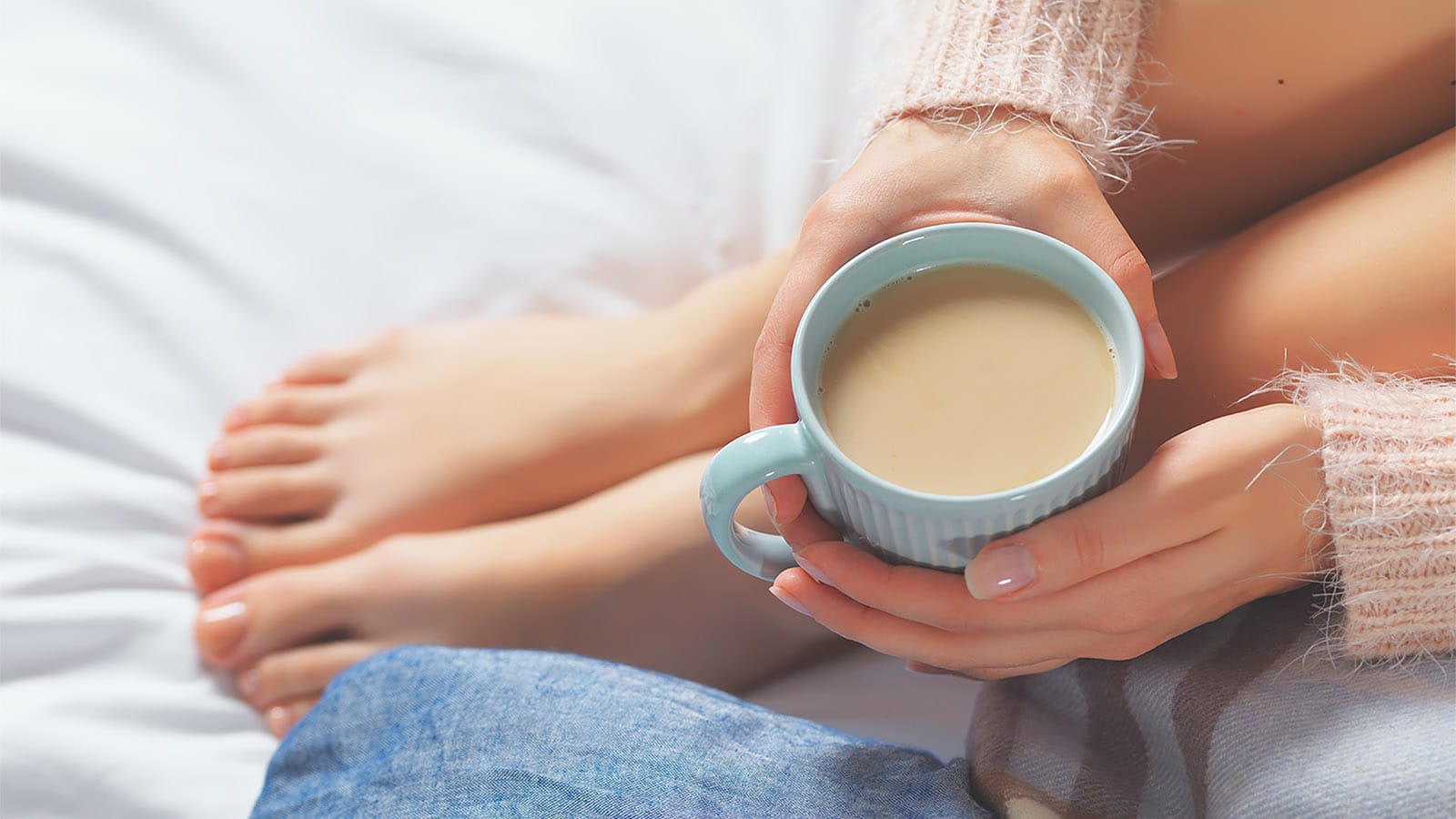 Woman Holding Cup of Coffee Woman Holding Cup of Coffee