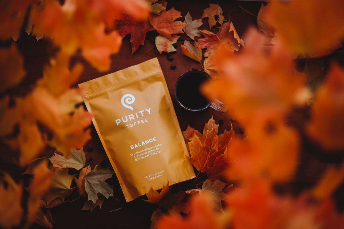 Purity Coffee BALANCE whole bean, Pocket Purity, and pod products