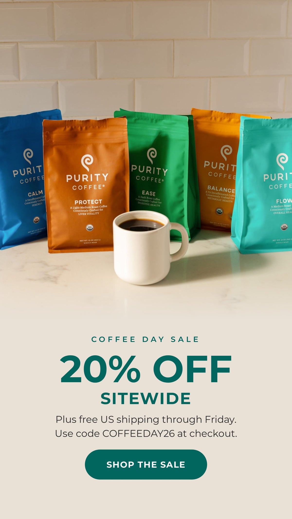 Coffee Day Sale: 20% off sitewide plus free US shipping through Friday. Use code COFFEEDAY26 at checkout.