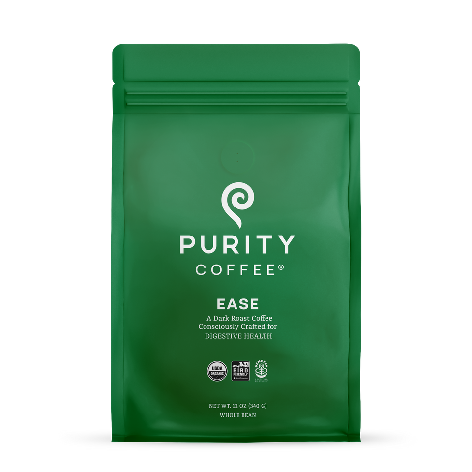 Purity Coffee EASE whole bean, Pocket Purity, and pod products